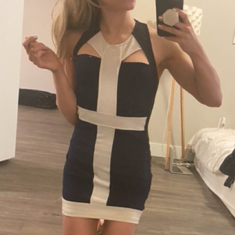 Navy/White/Black Keepsake Mini Dress - Size AU 6